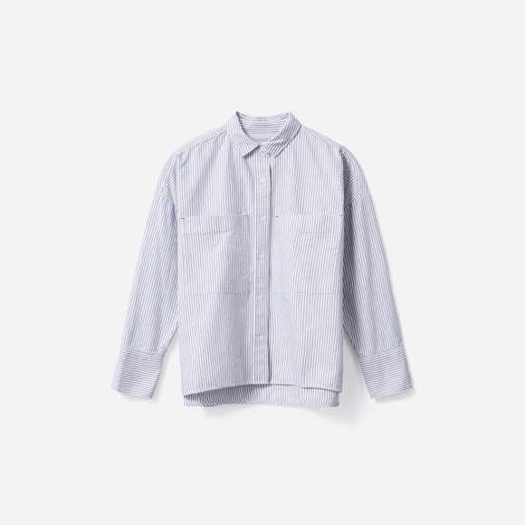 Everlane Boxy Oxford in Black/White, Size Large - Picture 2 of 4
